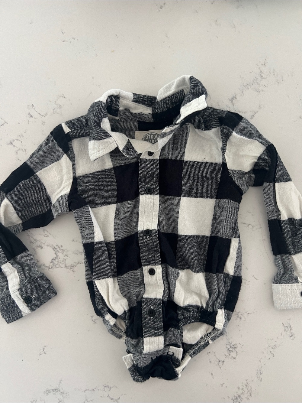 Bass Pro Shops Black and White Plaid Button-Front Onesie